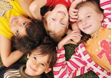 Small Group Of Happy Children Outdoor Royalty Free Stock Photography