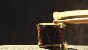 Small music drum wooden sticks hd footage. Day light Small music drum wooden sticks hd footage. Day light