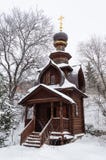 Small Wooden Chapel In Winter Time Royalty Free Stock Image