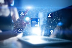 Smart bransch Industriell och teknologiinnovation Modernisering- och automationbegrepp Internet IOT arkivfoton Smart bransch Industriell och teknologiinnovation Modernisering- och automationbegrepp Internet IOT arkivfoton