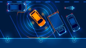 Smart car is automatically parked vector illustration Smart car is automatically parked vector illustration