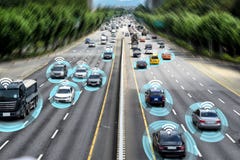 Smart car, Autonomous self-driving concept.