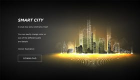 Smart city low poly wireframe.City hi tech abstract or metropolis.Intelligent building automation system business concept. stock illustration Smart city low poly wireframe.City hi tech abstract or metropolis.Intelligent building automation system business concept. stock illustration