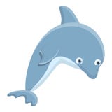 Smart delfinsymbol, tecknad filmstil stock illustrationer Smart delfinsymbol, tecknad filmstil stock illustrationer