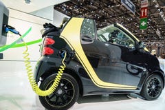 Smart fortwo electric drive, Motor Show Geneve 2015. royalty free stock photo Smart fortwo electric drive, Motor Show Geneve 2015. royalty free stock photo