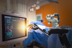 Smart medical technology concept,advanced robotic surgery machine at Hospital, robotic surgery are precision, miniaturisation, sma stock photo Smart medical technology concept,advanced robotic surgery machine at Hospital, robotic surgery are precision, miniaturisation, sma stock photo