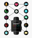 Smart Watch with Interface and App Icons Set. Concept Design . Vector Illustration. Flat Style. Stock Images Smart Watch with Interface and App Icons Set. Concept Design . Vector Illustration. Flat Style. Stock Images