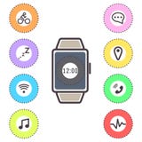 Smart watches icons outline isolated vector set. royalty free illustration Smart watches icons outline isolated vector set. royalty free illustration