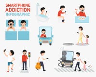 Smartphone addiction infographic.vector Royalty Free Stock Image