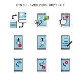 Smartphone, collection mobile d'icône réglée avec des concepts de vie quotidienne illustration libre de droits Smartphone, collection mobile d'icône réglée avec des concepts de vie quotidienne illustration libre de droits