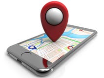 Smartphone czerwieni sprecyzowana lokacja ilustracja wektor Smartphone czerwieni sprecyzowana lokacja ilustracja wektor