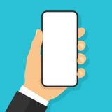 Smartphone de la explotaci?n agr?cola de la mano Estilo plano - vector com?n stock de ilustración Smartphone de la explotaci?n agr?cola de la mano Estilo plano - vector com?n stock de ilustración