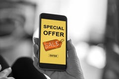 Special offer concept on a smartphone stock image Special offer concept on a smartphone stock image