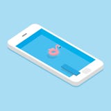 Smartphone z pływackim basenem zamiast ekranu Zdjęcie Royalty Free Smartphone z pływackim basenem zamiast ekranu Zdjęcie Royalty Free