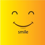 Smile icon template design. Smiling emoticon vector logo on yellow background. Face line art style - Vector royalty free illustration Smile icon template design. Smiling emoticon vector logo on yellow background. Face line art style - Vector royalty free illustration