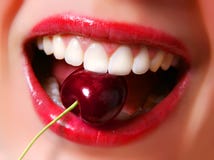Smile With Cherry Royalty Free Stock Photo