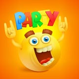 Smiley Emoticon Yellow Face heureux Icône de concept de partie illustration stock Smiley Emoticon Yellow Face heureux Icône de concept de partie illustration stock