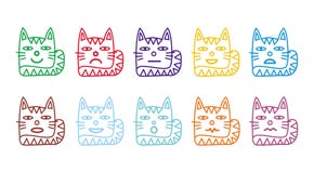 10 smileyikonen in Form von lustigen Katzen Stockfotografie 10 smileyikonen in Form von lustigen Katzen Stockfotografie