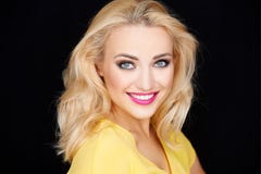 Smiling beautiful blond woman wearing makeup royalty free stock images Smiling beautiful blond woman wearing makeup royalty free stock images