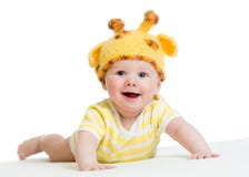 Smiling cute baby infant in funny hat royalty free stock photos Smiling cute baby infant in funny hat royalty free stock photos