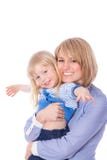 Smiling Embracing Mom And Daughter Stock Photo Smiling Embracing Mom And Daughter Stock Photo