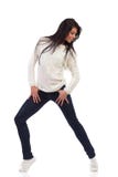 Smiling female posing with legs apart. stock photos Smiling female posing with legs apart. stock photos