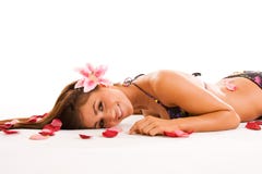 Smiling Girl In Petals Royalty Free Stock Images Smiling Girl In Petals Royalty Free Stock Images