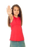 Smiling girl with stop hand royalty free stock photo Smiling girl with stop hand royalty free stock photo