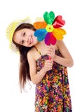 Smiling Girl With Windmill Stock Images