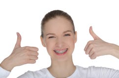Smiling Happy Girl With Braces Royalty Free Stock Images
