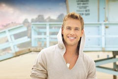 Smiling Man At Beach Stock Photo Smiling Man At Beach Stock Photo