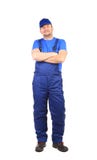 Smiling man in overall. royalty free stock photo Smiling man in overall. royalty free stock photo