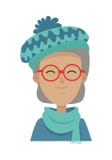 Smiling Old Woman in Blue-green Hat and Scarf vector illustration Smiling Old Woman in Blue-green Hat and Scarf vector illustration