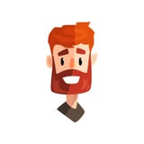 Smiling redhead bearded man, male emotional face, avatar with facial expression vector Illustration on a white Stock Photography Smiling redhead bearded man, male emotional face, avatar with facial expression vector Illustration on a white Stock Photography