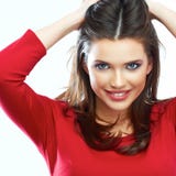 Smiling Woman Hair Beauty Portrait. Beautiful Smiling Girl Isol Royalty Free Stock Photos