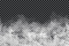 Smoke clouds on transparent background. Realistic fog or mist texture isolated on background. Transparent smoke effect