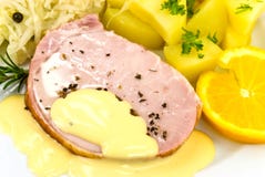 Smoked Ham With Cabbage And Boiled Potatoes Royalty Free Stock Photo Smoked Ham With Cabbage And Boiled Potatoes Royalty Free Stock Photo