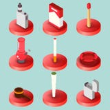 Smoking flat isometric set stock illustration Smoking flat isometric set stock illustration
