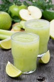 Smoothies Of Green Apple, Celery And Lime Stock Photo