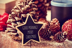 Smsa glad jul för den bra morgonen i enformad svart tavla arkivfoto Smsa glad jul för den bra morgonen i enformad svart tavla arkivfoto