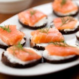 Snack with smoked salmon stock photo Snack with smoked salmon stock photo