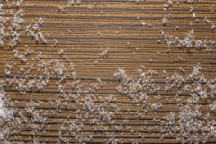 Sneeuw op bruine oude gebrande Raad royalty-vrije stock afbeeldingen Sneeuw op bruine oude gebrande Raad royalty-vrije stock afbeeldingen