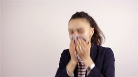 Sneezing a young woman stock video footage Sneezing a young woman stock video footage