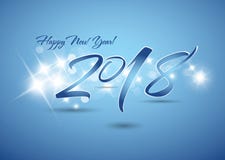 2018 New Year of celebration card. Snow ball and shine Blue Background 2018 New Year of celebration card royalty free illustration 2018 New Year of celebration card. Snow ball and shine Blue Background 2018 New Year of celebration card royalty free illustration