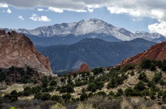 Snow-capped Pike`s Peak in Colorado royalty free stock photography Snow-capped Pike`s Peak in Colorado royalty free stock photography