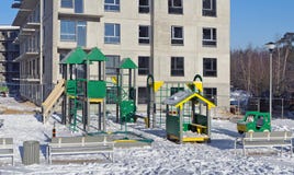 The snow-covered children`s playground royalty free stock photo The snow-covered children`s playground royalty free stock photo