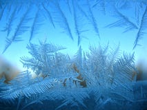 Snow Pattern On Winter Window Stock Photo