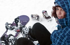 snowboard девушки стоковая фотография snowboard девушки стоковая фотография