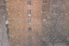 Snowfall abstract texture with building on the background royalty free stock image Snowfall abstract texture with building on the background royalty free stock image