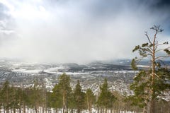 Snowfall in the mountains on a sunny day royalty free stock photography Snowfall in the mountains on a sunny day royalty free stock photography